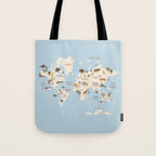 Illustrated Animal World Map Tote Bag Gallery Image 1