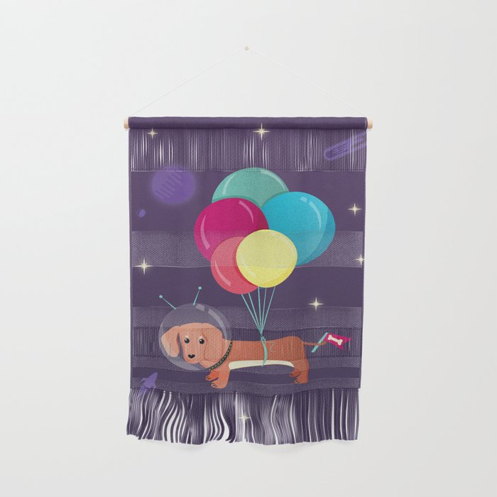 Galaxy Dog with balloons Wall Hanging Gallery Image 1