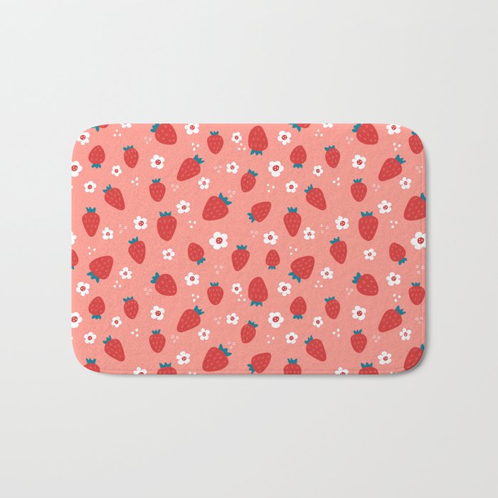 Wild Strawberries Red Bath Mat Gallery Image 1