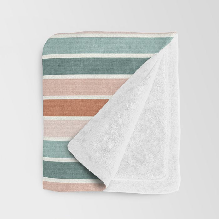 stripes - terra cotta and teal Throw Blanket Gallery Image 3