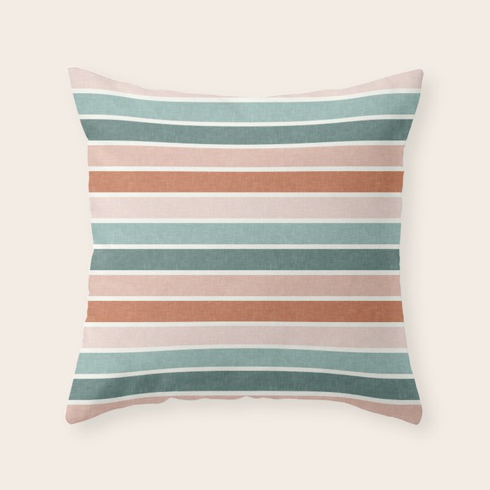 stripes - terra cotta and teal Throw Pillow Gallery Image 6