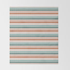 stripes - terra cotta and teal Throw Blanket Gallery Image 2