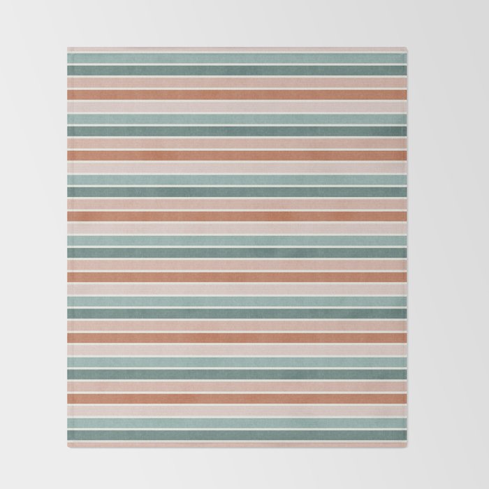 stripes - terra cotta and teal Throw Blanket Gallery Image 2