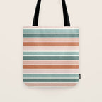 stripes - terra cotta and teal Tote Bag Gallery Image 1
