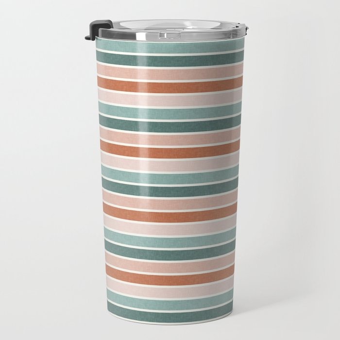 stripes - terra cotta and teal Travel Mug Gallery Image 3