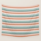 stripes - terra cotta and teal Wall Tapestry Gallery Image 4