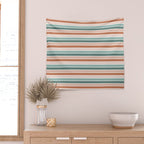 stripes - terra cotta and teal Wall Tapestry Gallery Image 2