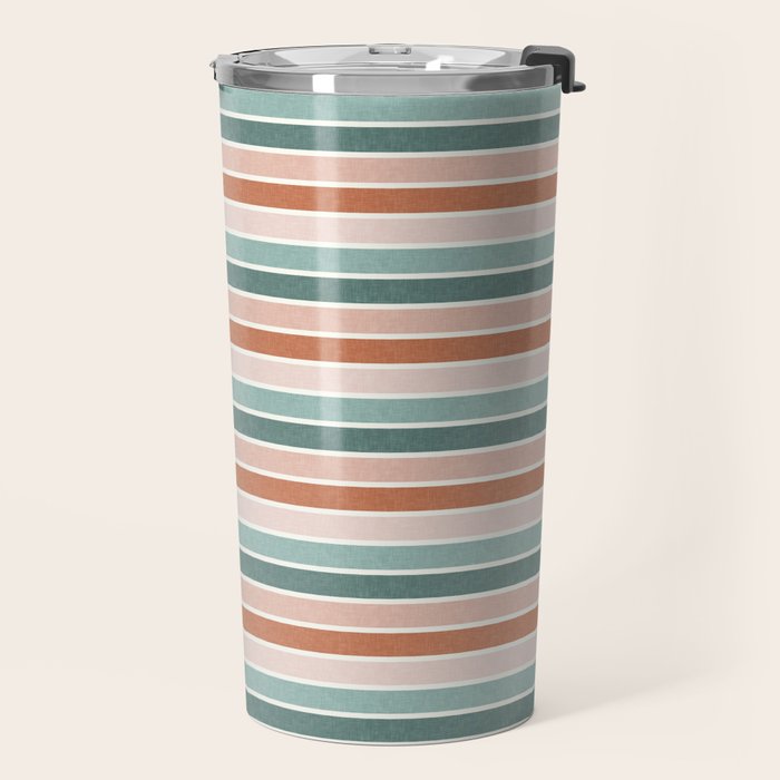 stripes - terra cotta and teal Travel Mug Gallery Image 2