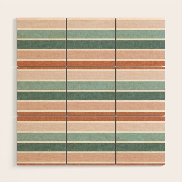 stripes - terra cotta and teal Wood Wall Art Gallery Image 1