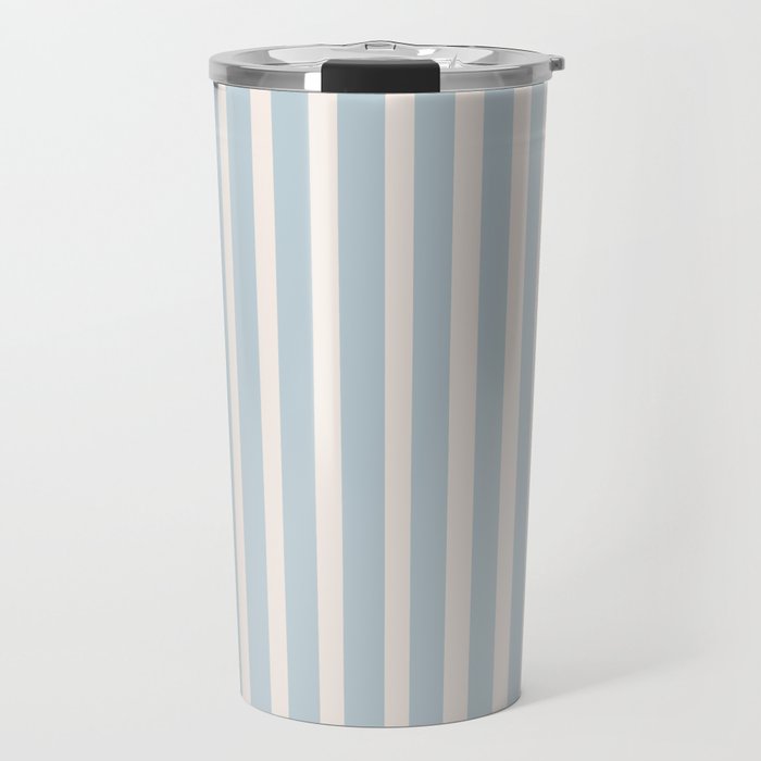 Blue and Cream Stripes Travel Mug Gallery Image 1