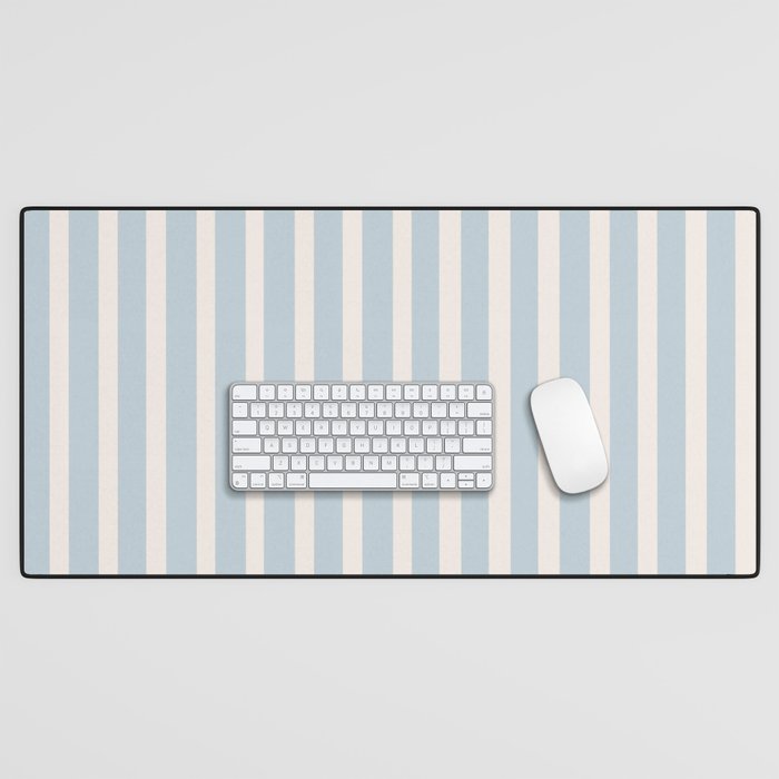 Blue and Cream Stripes Desk Mat Gallery Image 1