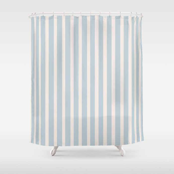 Blue and Cream Stripes Shower Curtain Gallery Image 1