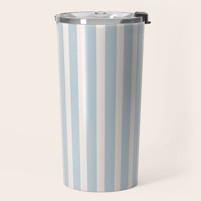 Blue and Cream Stripes Travel Mug Gallery Image 2