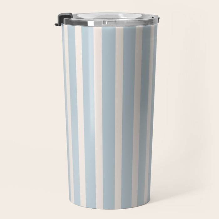 Blue and Cream Stripes Travel Mug Gallery Image 3