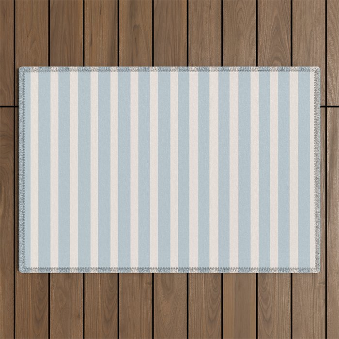 Blue and Cream Stripes Outdoor Rug Gallery Image 1
