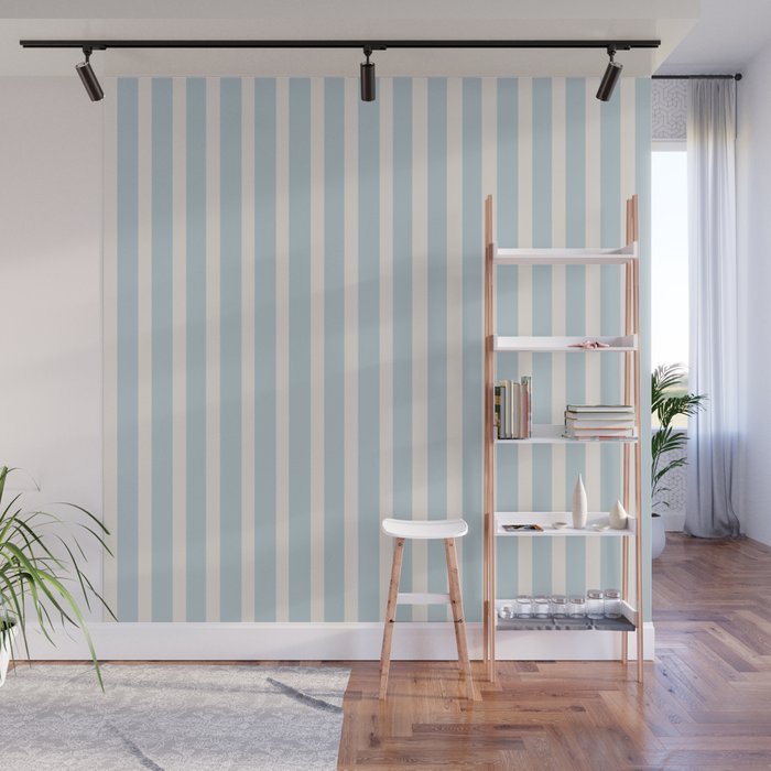 Blue and Cream Stripes Wall Mural Gallery Image 1