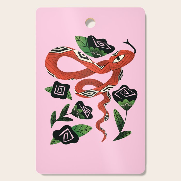 Snake with Black Roses Lunar New Year Art Cutting Board Gallery Image 1