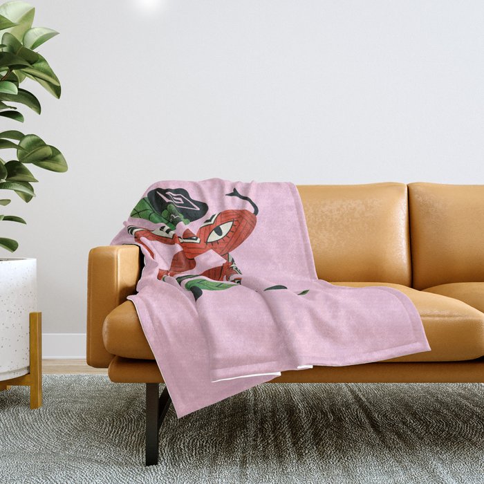Snake with Black Roses Lunar New Year Art Throw Blanket Gallery Image 1