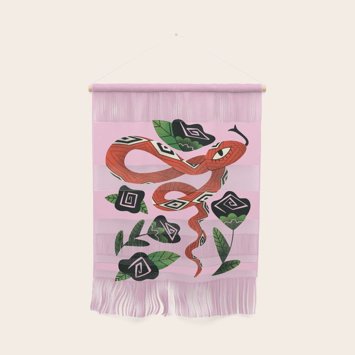 Snake with Black Roses Lunar New Year Art Wall Hanging Gallery Image 1