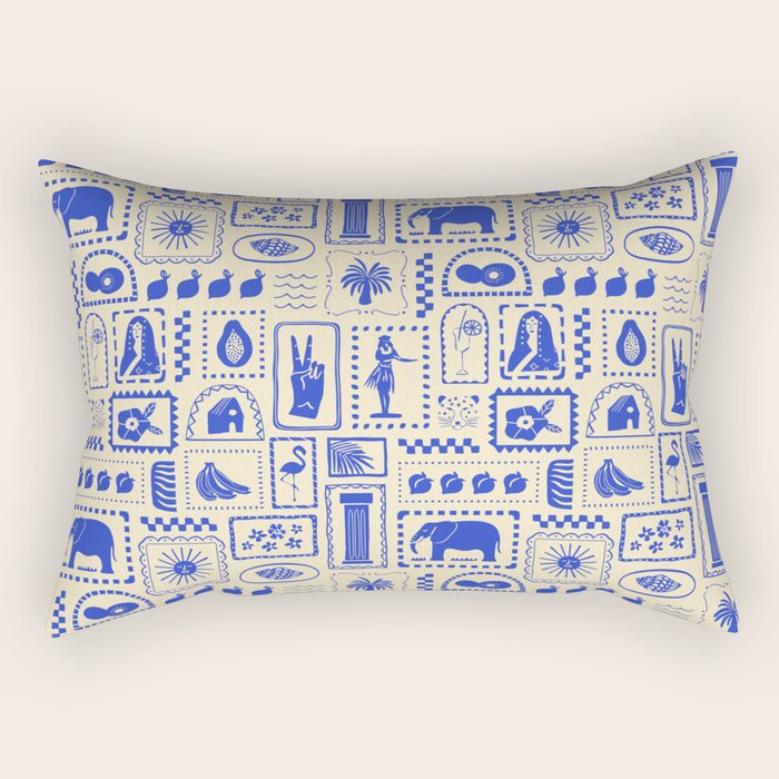 Vintage tropical summer patchwork art pattern Rectangular Pillow Gallery Image 2
