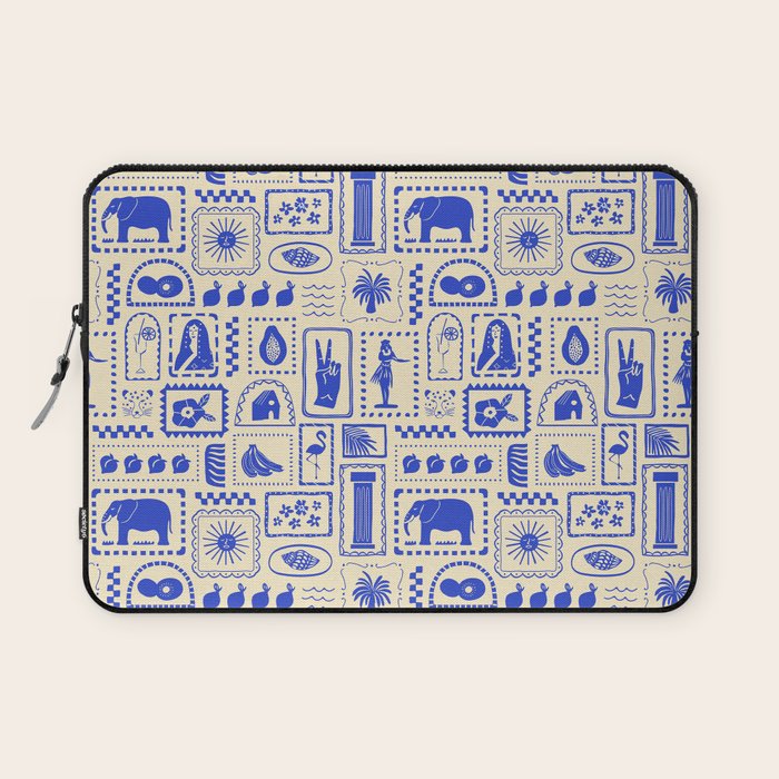 Vintage tropical summer patchwork art pattern Laptop Sleeve Gallery Image 1