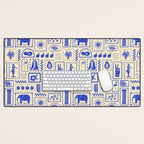 Vintage tropical summer patchwork art pattern Desk Mat Gallery Image 1