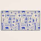 Vintage tropical summer patchwork art pattern Desk Mat Gallery Image 3