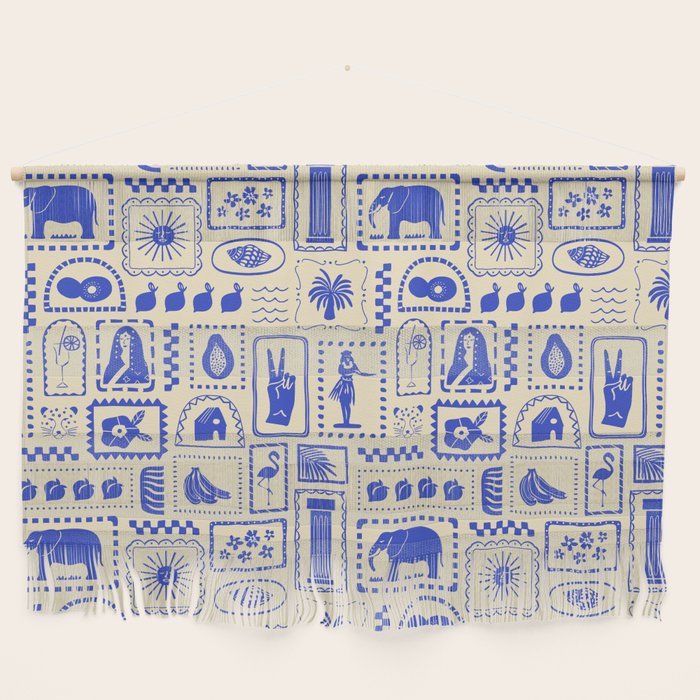 Vintage tropical summer patchwork art pattern Wall Hanging Gallery Image 1