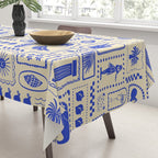 Vintage tropical summer patchwork art pattern Tablecloth Gallery Image 3
