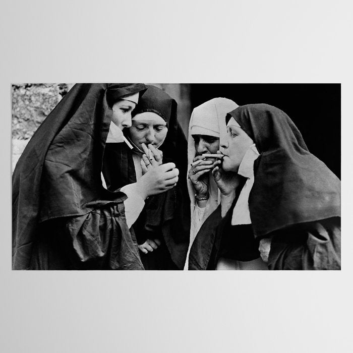 Smoking Nuns Vintage Photo -Smoking Nuns Tablecloth Gallery Image 2