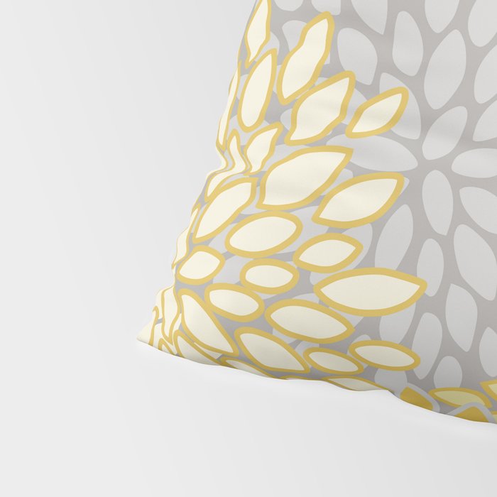 Floral Prints, Soft Yellow and Gray, Modern Print Art Pillow Sham Gallery Image 4
