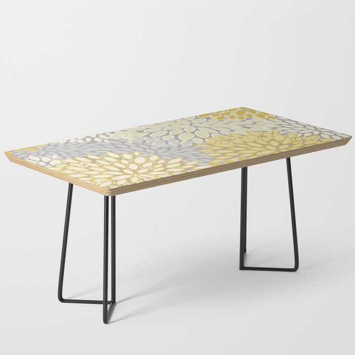 Floral Prints, Soft Yellow and Gray, Modern Print Art Coffee Table Gallery Image 1