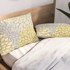 Floral Prints, Soft Yellow and Gray, Modern Print Art Pillow Sham Gallery Image 2