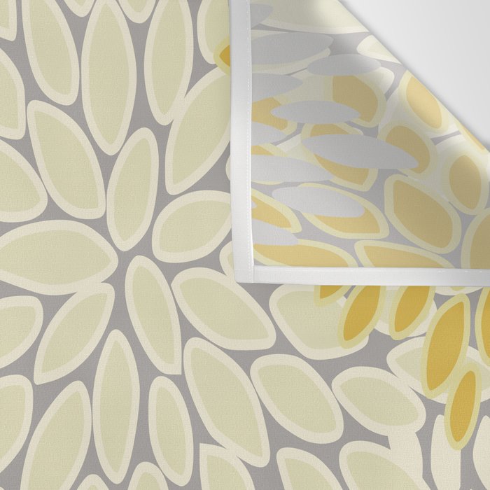 Floral Prints, Soft Yellow and Gray, Modern Print Art Wall Tapestry Gallery Image 3