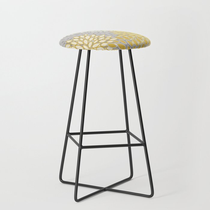 Floral Prints, Soft Yellow and Gray, Modern Print Art Stool Gallery Image 1