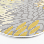Floral Prints, Soft Yellow and Gray, Modern Print Art Bath Mat Gallery Image 3