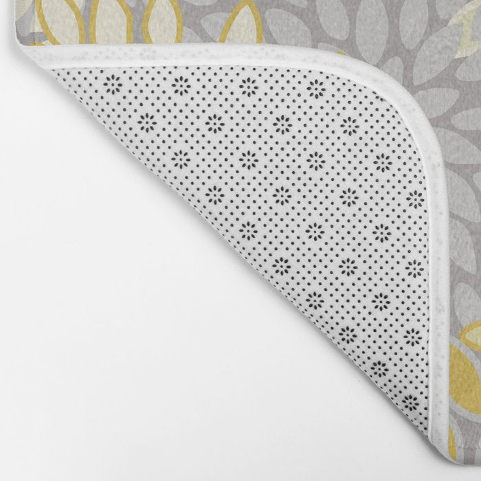 Floral Prints, Soft Yellow and Gray, Modern Print Art Bath Mat Gallery Image 2