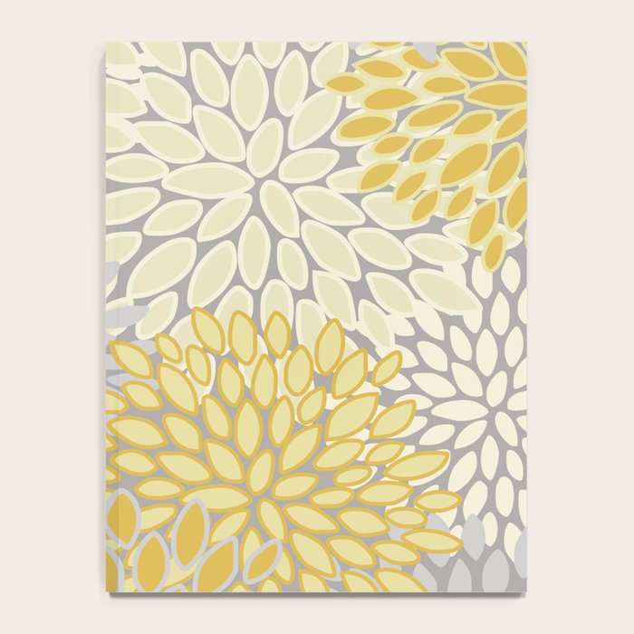 Floral Prints, Soft Yellow and Gray, Modern Print Art Notebook Gallery Image 4