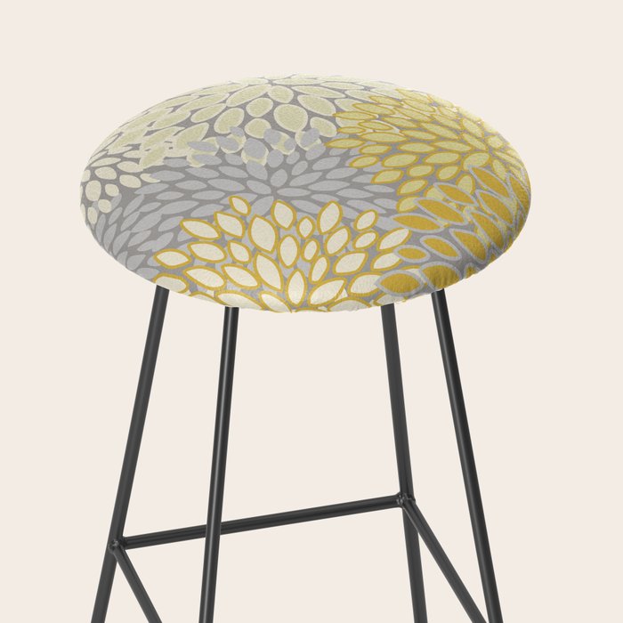 Floral Prints, Soft Yellow and Gray, Modern Print Art Stool Gallery Image 2