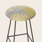 Floral Prints, Soft Yellow and Gray, Modern Print Art Stool Gallery Image 2