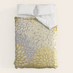 Floral Prints, Soft Yellow and Gray, Modern Print Art Comforter Gallery Image 6