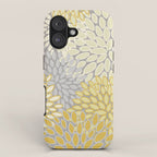 Floral Prints, Soft Yellow and Gray, Modern Print Art iPhone Case Gallery Image 1