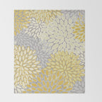 Floral Prints, Soft Yellow and Gray, Modern Print Art Throw Blanket Gallery Image 2