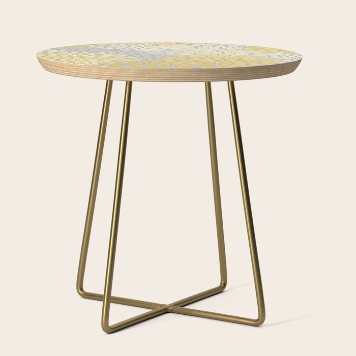 Floral Prints, Soft Yellow and Gray, Modern Print Art Side Table Gallery Image 1