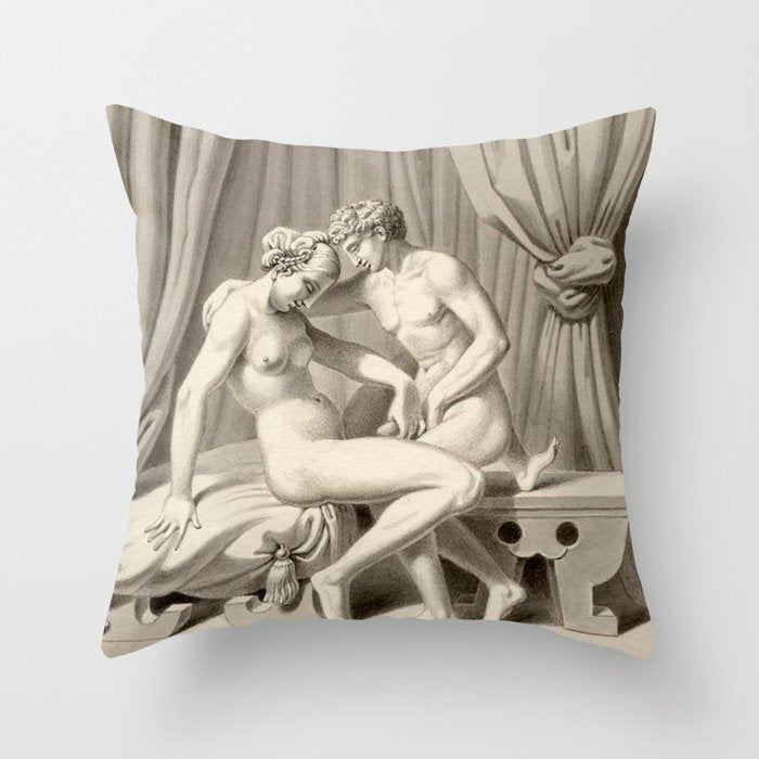 Jean Frédéric Maximilien de Waldeck Erotic Lovers X Throw Pillow Gallery Image 6