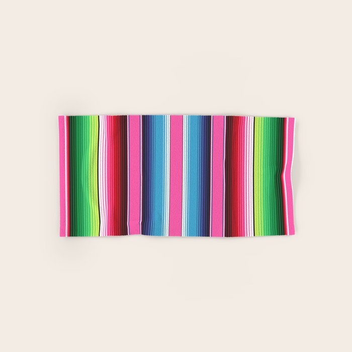 Pink Mexican Serape Blanket Stripes Bath Towel Gallery Image 1