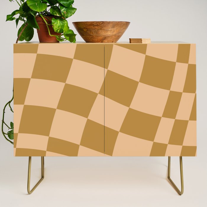 checked wave âÂ peach and gold Credenza Gallery Image 1