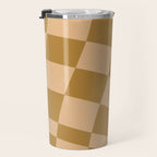checked wave âÂ peach and gold Travel Mug Gallery Image 3