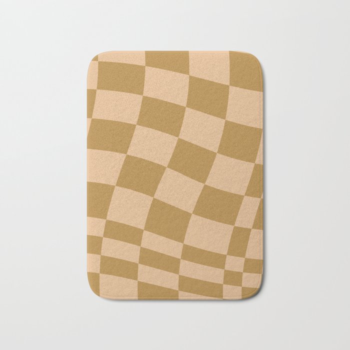 checked wave âÂ peach and gold Bath Mat Gallery Image 1