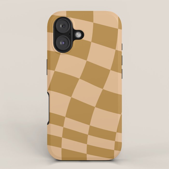 checked wave âÂ peach and gold iPhone Case Gallery Image 1